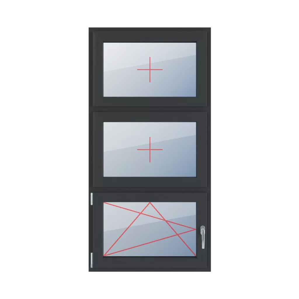 Festverglasung im Flügel, Dreh-Kipp links fenster fenstertypen dreifluegelige-fenster symmetrische-vertikale-teilung-33-33-33  