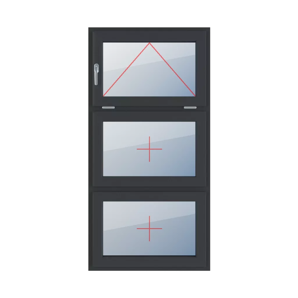 Angeschlagen mit einem Griff auf der linken Seite, Festverglasung im Flügel fenster fenstertypen dreifluegelige-fenster symmetrische-vertikale-teilung-33-33-33  