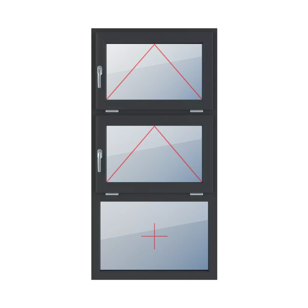 Mit Griff links angeschlagen, mit Griff links angeschlagen, Festverglasung im Rahmen fenster fenstertypen dreifluegelige-fenster symmetrische-vertikale-teilung-33-33-33  