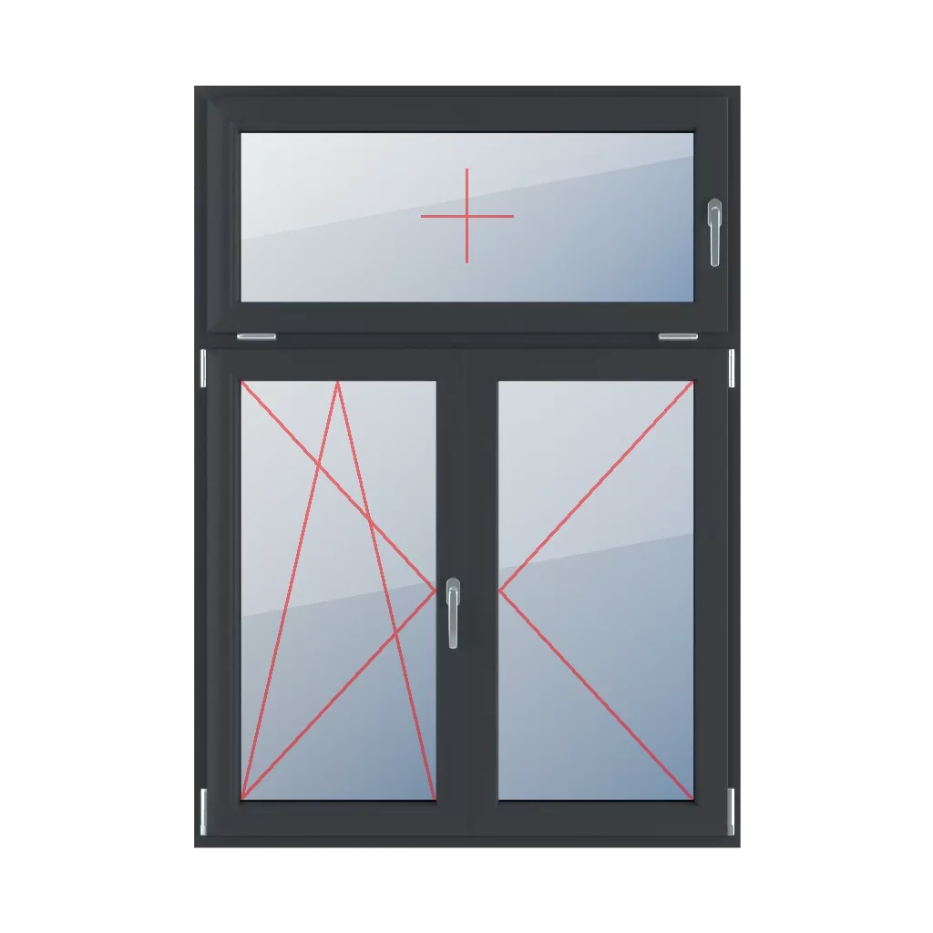 Kippen mit Griff rechts, Kippen und Drehen links, beweglicher Pfosten rechts fenster fenstertypen dreifluegelige-fenster asymmetrische-vertikale-teilung-30-70-mit-beweglichem-pfosten kippen-mit-griff-rechts-kippen-und-drehen-links-beweglicher-pfosten-rechts 