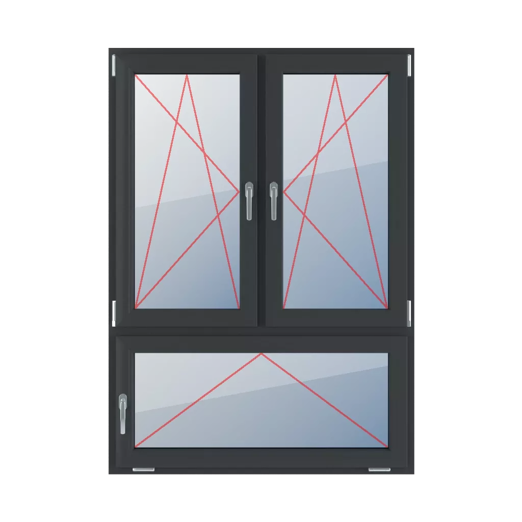 Kippen und Drehen nach links, Kippen und Drehen nach rechts, Kippen mit Griff auf der linken Seite fenster fenstertypen dreifluegelige-fenster asymmetrische-vertikale-teilung-70-30 kippen-und-drehen-nach-links-kippen-und-drehen-nach-rechts-kippen-mit-griff-auf-der-linken-seite 