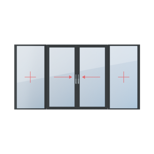 Festverglasung, Schiebe links, Schiebe rechts fenster fenstertypen smart-slide-terrassen-schiebetueren vierfluegelige-fenster  