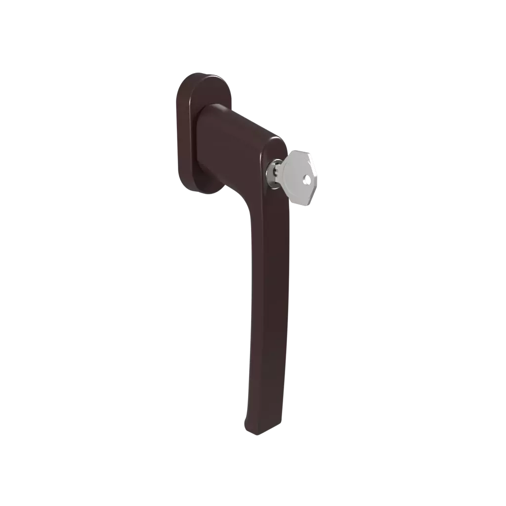 Brauner PSK-Türgriff mit Schlüssel fenster fensterzubehoer griffe psk mit-einem-schluessel brauner-psk-tuergriff-mit-schluessel